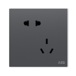 ABB墙壁插座 盈致系列 无边框灰色 86型电源 斜五孔插座10只装