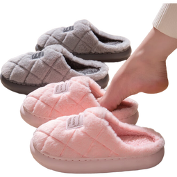 秋冬季新款棉拖鞋女款加绒保暖情侣家居室内防滑毛毛拖鞋男士外穿 绿色 40-41 （建议拍大一码）