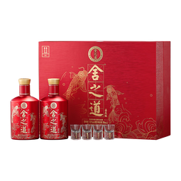 舍得舍之道喜庆版 浓香型白酒喜宴喜酒婚庆用酒 50度 500mL 2瓶 礼盒装（赠礼袋）