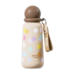 世大家保温杯女生高颜值水杯2025新款可爱学生便携随行杯保冷杯子 波点咖-380ml