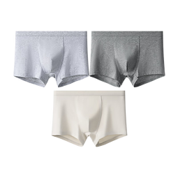 古今纯色棉质内裤男运动风简约宽松四角平角短裤大码裤衩 银灰-浅灰-中灰 【 3条 L (170)
