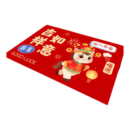红色新年入户门垫喜庆纳福门垫吸水蹭土垫浴室厨房水晶绒地毯地垫 水晶绒-吉祥如意 40*60+50*80cm两件套 