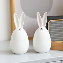 双11预售：木子西年 兔子陶瓷摆件 腮红款+白色款 2个装