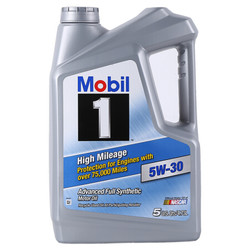 18点开始：Mobil 美孚 1号 全合成机油 5W-30 高里程 SN级 4.73L *2件
