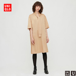 1日0点：UNIQLO 优衣库 U系列 430968 女士蝴蝶结领连衣裙