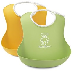 1日0点：BABYBJORN Soft Bib系列 防碎屑儿童围嘴 2只装 黄色+绿色