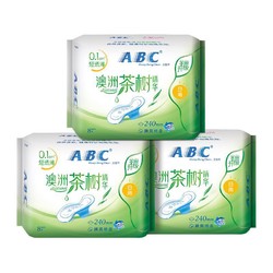 聚划算百亿补贴：ABC 茶树精华棉柔日用卫生巾 240mm 8片*3包装