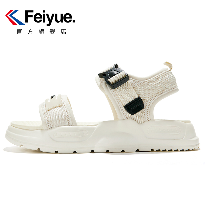 Feiyue/飞跃官方旗舰 凉鞋女夏季新款魔术贴百搭沙滩鞋帆布鞋整合 370米色 38
