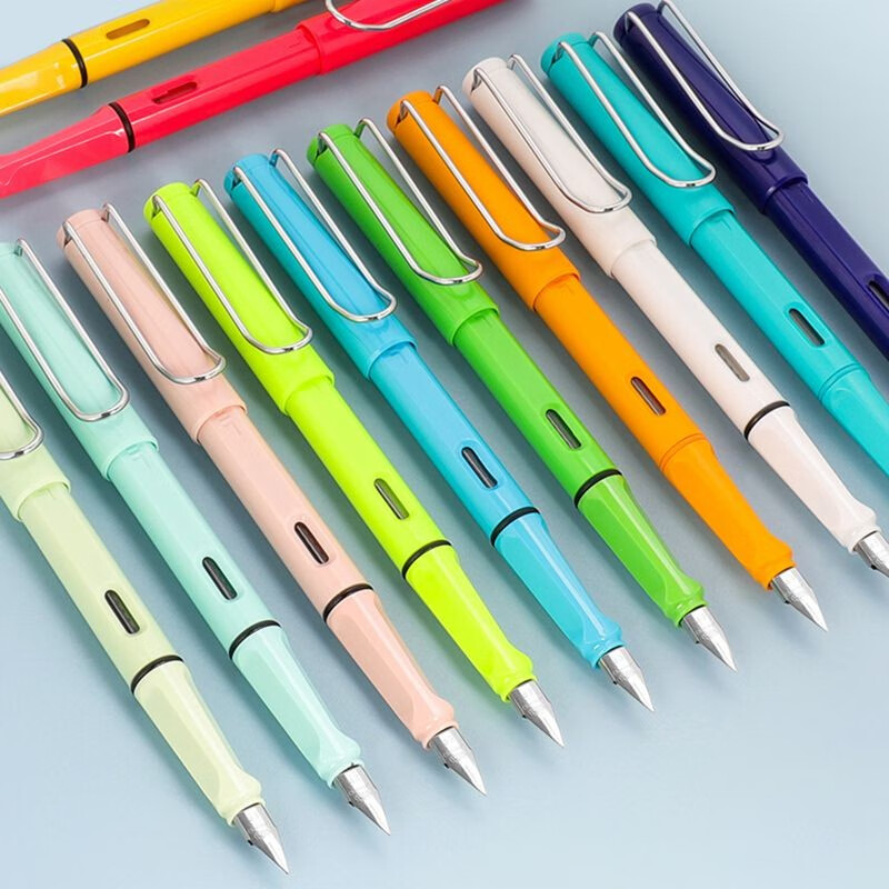 金豪（Jinhao） 619钢笔初学者三年级男女小学生写字练字考试刷题EF尖墨囊可替换成人商务铱金笔 619钢笔（透明白5支+透明黑5支） EF尖+50支蓝色墨囊