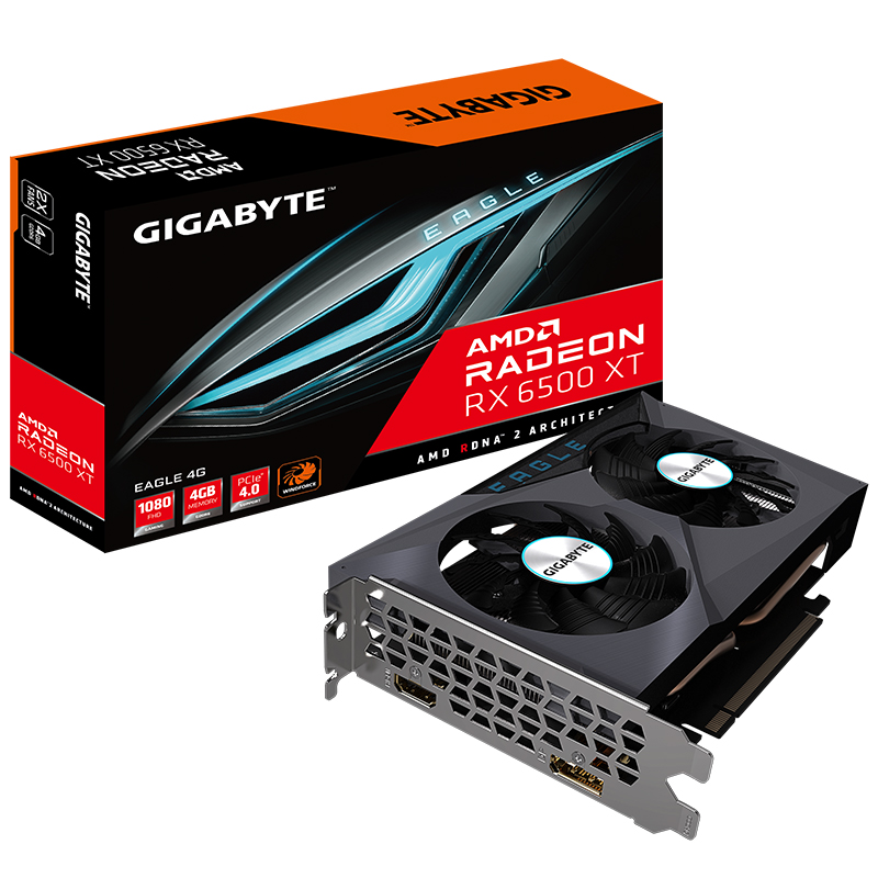技嘉 GIGABYTE Radeon RX 6500 XT EAGLE 4GD电竞游戏设计智能学习电脑独立显卡
