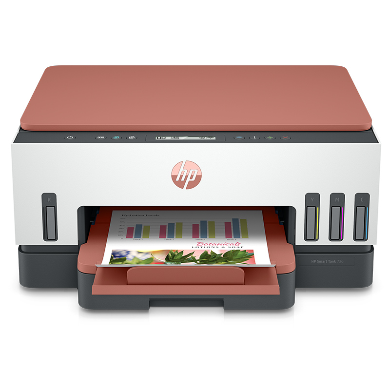 惠普HP 彩色喷墨打印机一体机墨仓式连供加墨办公家用打印复印扫描 Tank726(双面打印+无线+微信远程|高配)