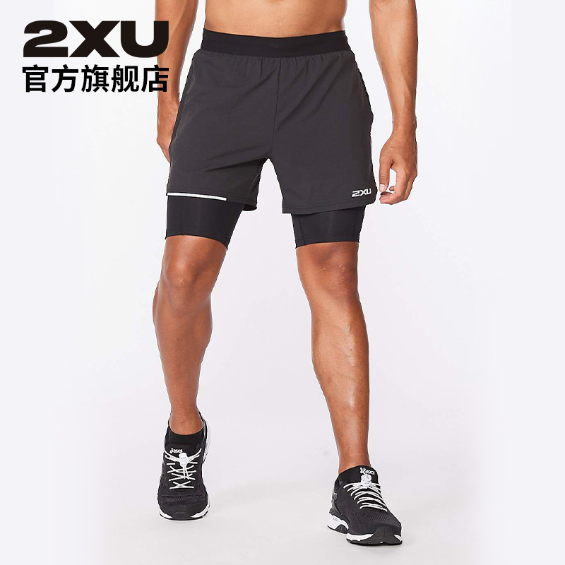 2XU Aero系列五分短裤 男休闲跑步运动健身骑行吸汗速干透气舒适 黑色 M