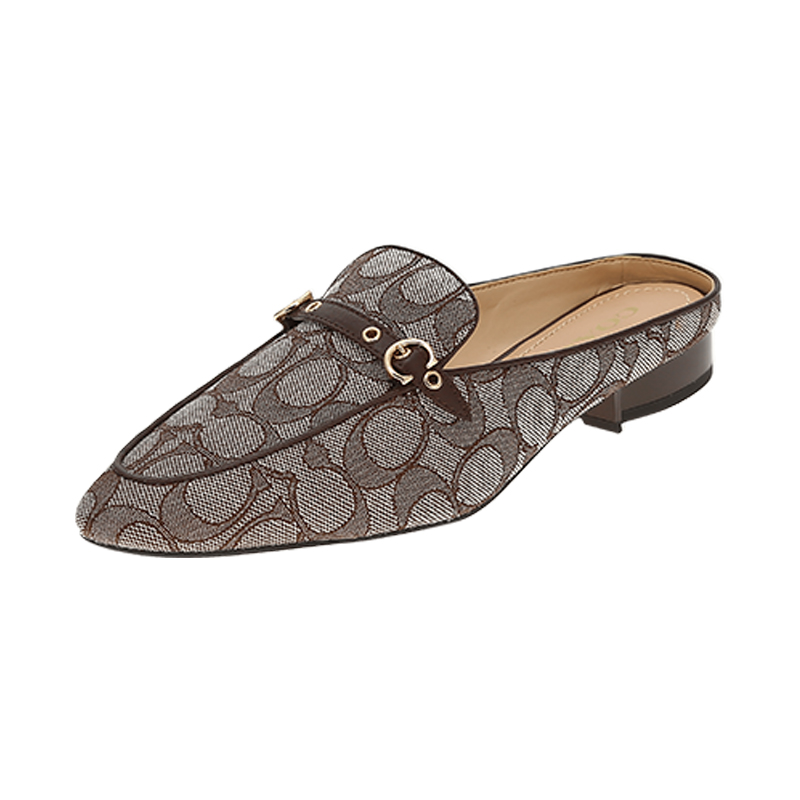蔻驰COACH奢侈品专柜款女士休闲鞋灰褐色织物配皮C5843S8W-6C/36.5