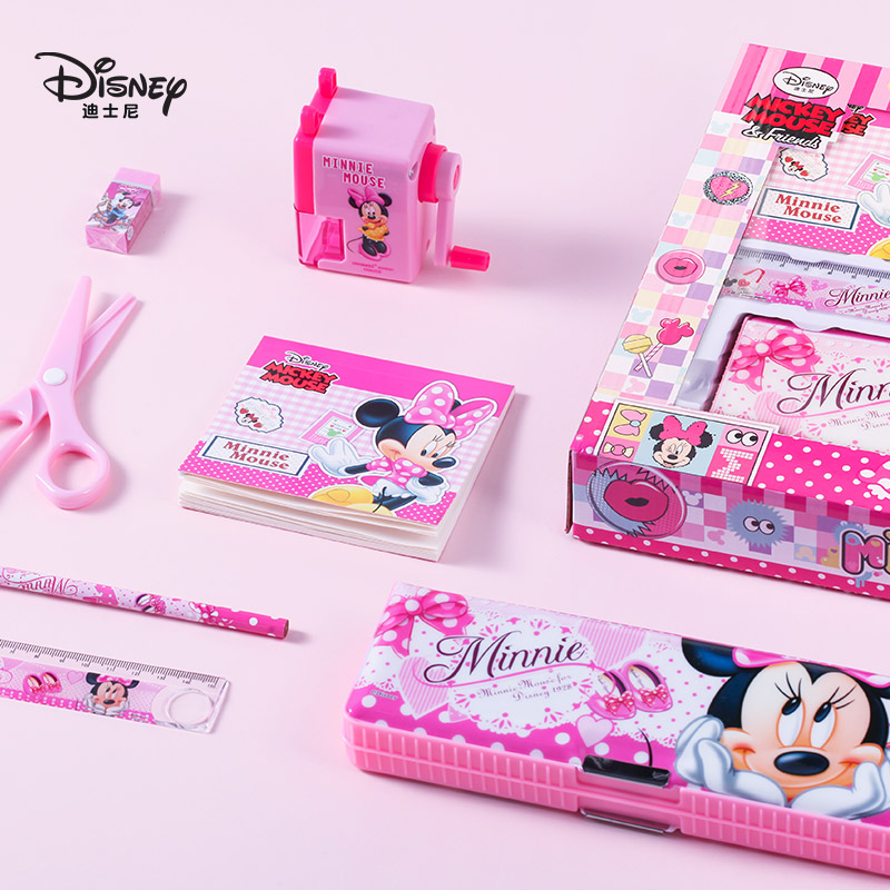 迪士尼(Disney)文具套装7件套 小学生文具礼盒 儿童开学文具礼包 生日礼物学习奖品 米妮系列 粉色 DM6049-5B