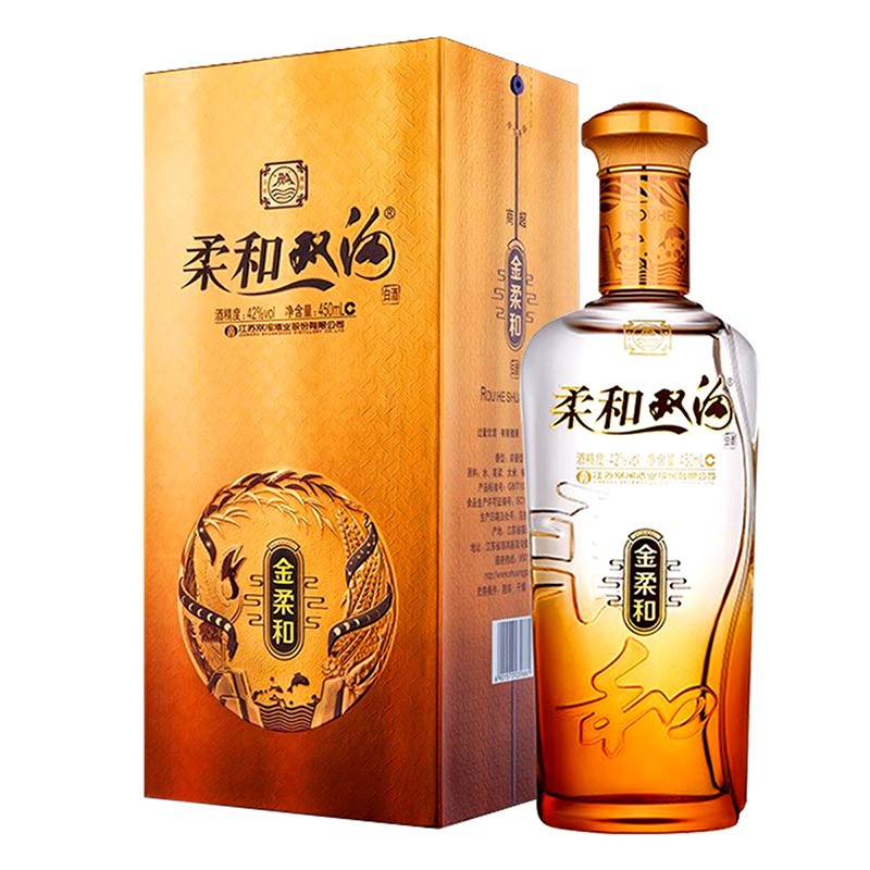 双沟 柔和双沟 金柔和 浓香型白酒 42度 450ml 单瓶装  口感绵柔 中秋节送礼