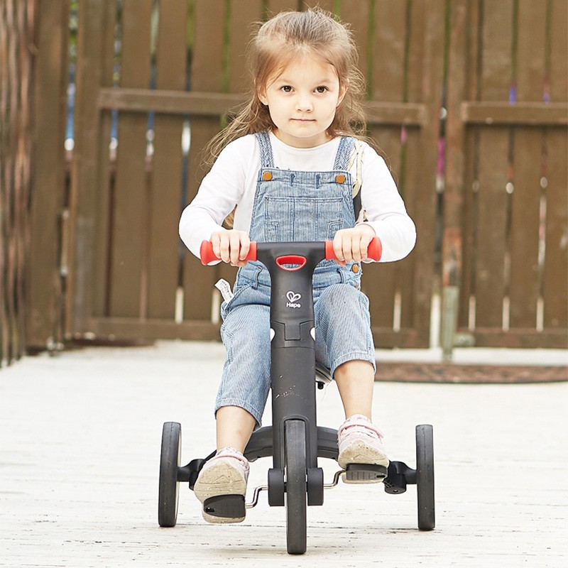 德国hape儿童二合一多功能折叠平衡车滑行车三轮脚踏车踏行车自行车宝宝玩具3岁男孩女孩健身运动礼物 E8468 多功能平衡车（炫酷红+黑)