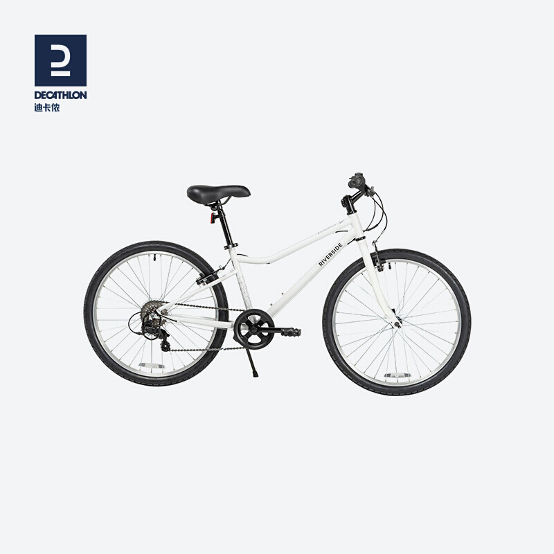 迪卡侬青少年自行车青少年变速童车学生单车男孩女孩OVBK 2021白色24寸带脚撑 6速