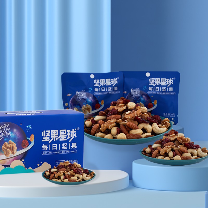 沃隆 每日坚果星球600g 30袋 年货混合坚果孕妇休闲零食大礼包坚果礼盒干果炒货 每日坚果1盒 600g