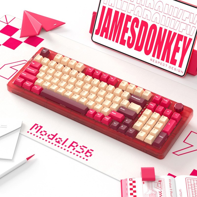 贝戋马户（james donkey） 贱驴RS6机械键盘 三模无线热插拔游戏键盘 RGB灯效全透彩壳 瑰奇-红轴