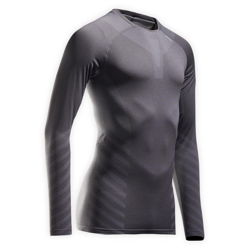 迪卡侬健身衣服男秋季运动训练长袖跑步速干上衣紧身衣RUNR 紧身长袖（灰色） XL