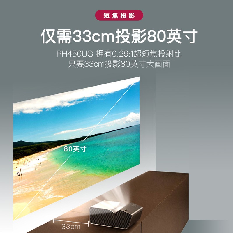 LG PH450UG超短焦家用微型投影机高清3D迷你智能家庭影院便携小型投影仪支持1080P商务办公 LG PH450UG 官方标配