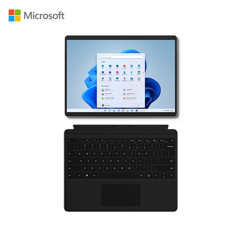 微软Surface Pro 8 二合一平板电脑 11代酷睿i5 8G+128G 亮铂金+典雅黑键盘盖 13英寸触屏 轻办公平板 轻薄本