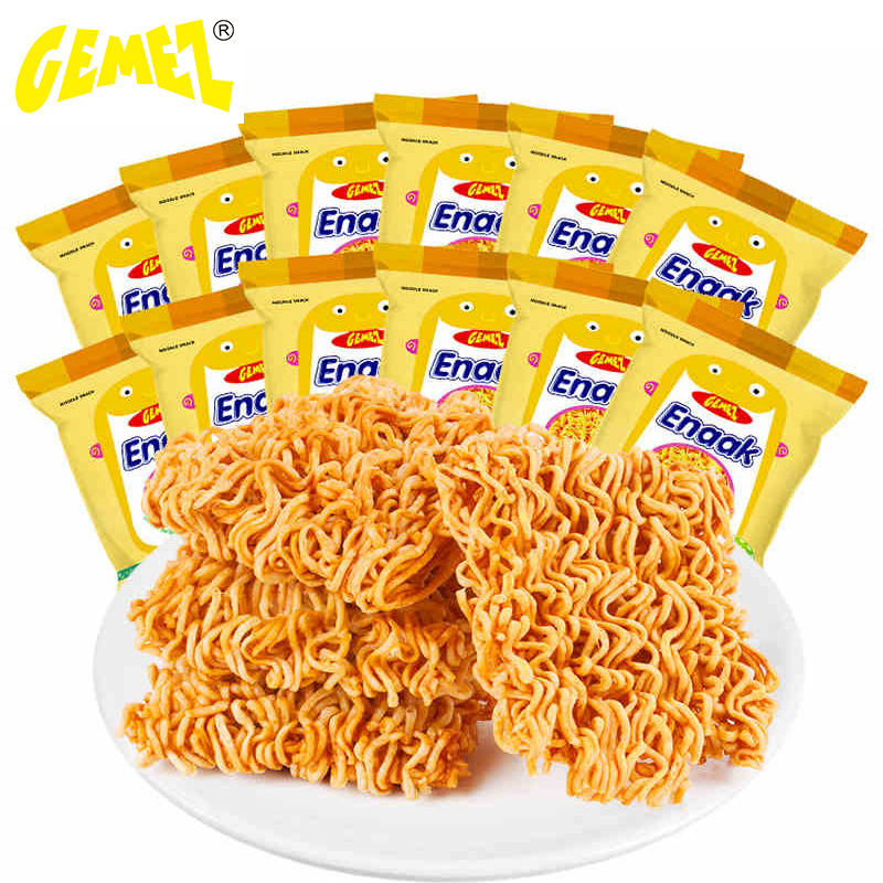 GEMEZ Enaak印尼进口小鸡干脆面 方便面 干吃面休闲零食烧烤鸡肉味 16g*12包（国际版）