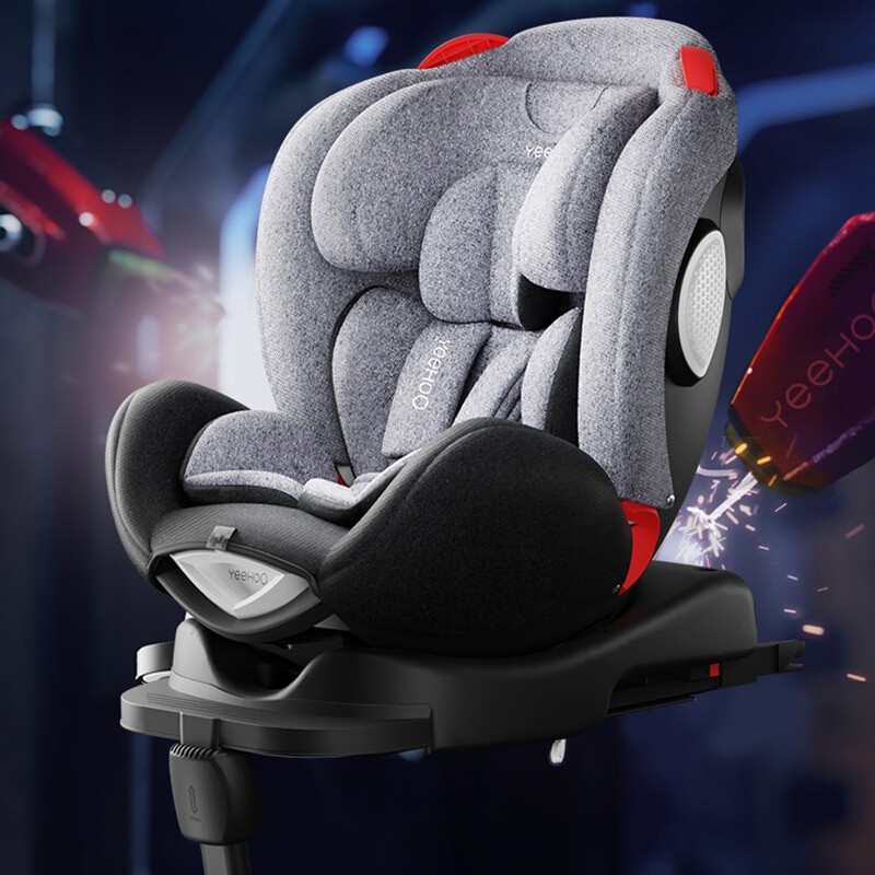 英氏（YEEHOO）婴儿汽车安全座椅宝宝可坐可躺360度旋转座椅车载通用儿童0-7岁 安全座汽车专用 儿单安全座椅（高档灰）