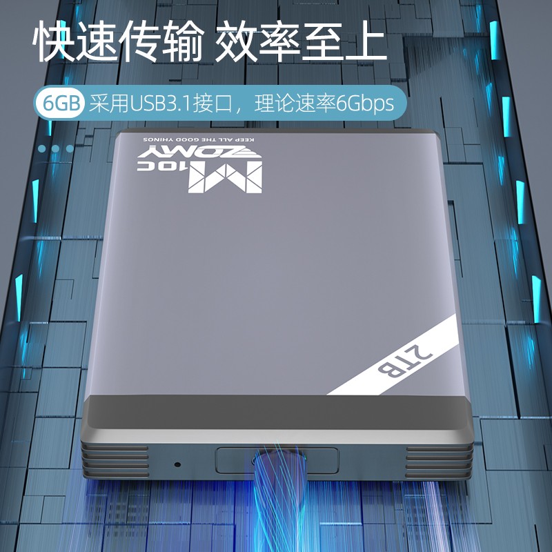 ZOMY 【次日达】type-c接口USB3.1移动硬盘500G/1TB手机电脑通用2T硬盘安全高速 4G传输机械盘-500G