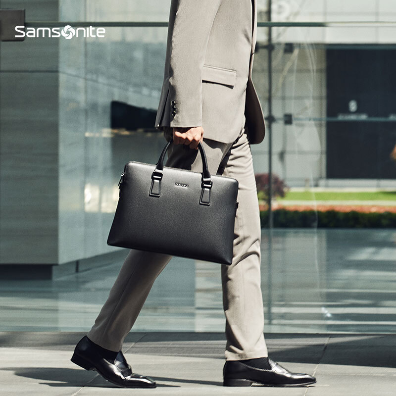 Samsonite/新秀丽COINAGE 男士手提包简约时尚公文包大容量电脑包 送老公送男友 TK3*09002 黑色