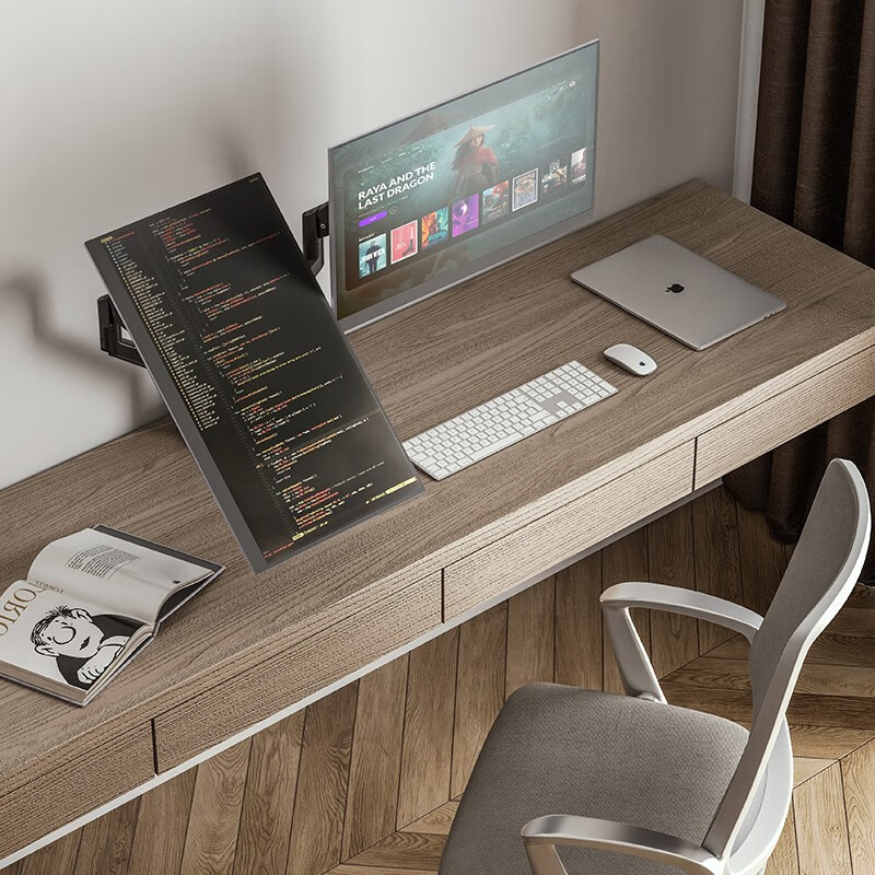 松能 显示器支架 曲面屏适用 引力架 电脑支架旋转屏幕显示器支架臂t16 T16-2B（暗夜黑）