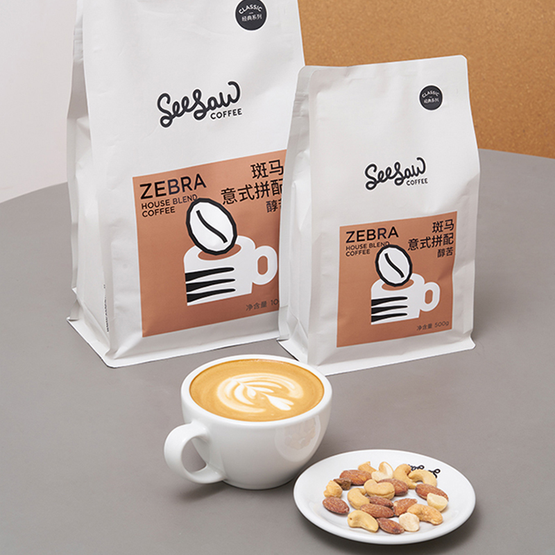 Seesaw 斑马意式拼配咖啡豆500g/包 经典意式醇苦风味口粮豆