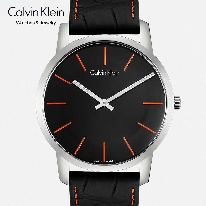CK凯文克莱（Calvin Klein）City城市系列 橙黑皮革带石英男表 K2G211C1（表盘:43MM）