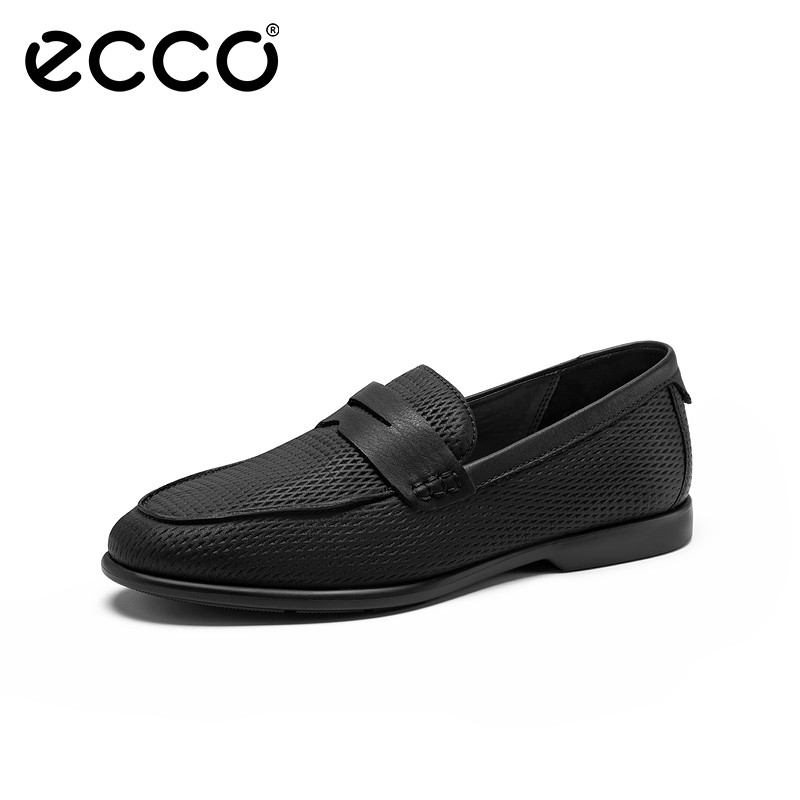 ECCO爱步男士乐福鞋 2022年新品英伦牛皮豆豆鞋 适途轻巧521624 黑色52162401001 41