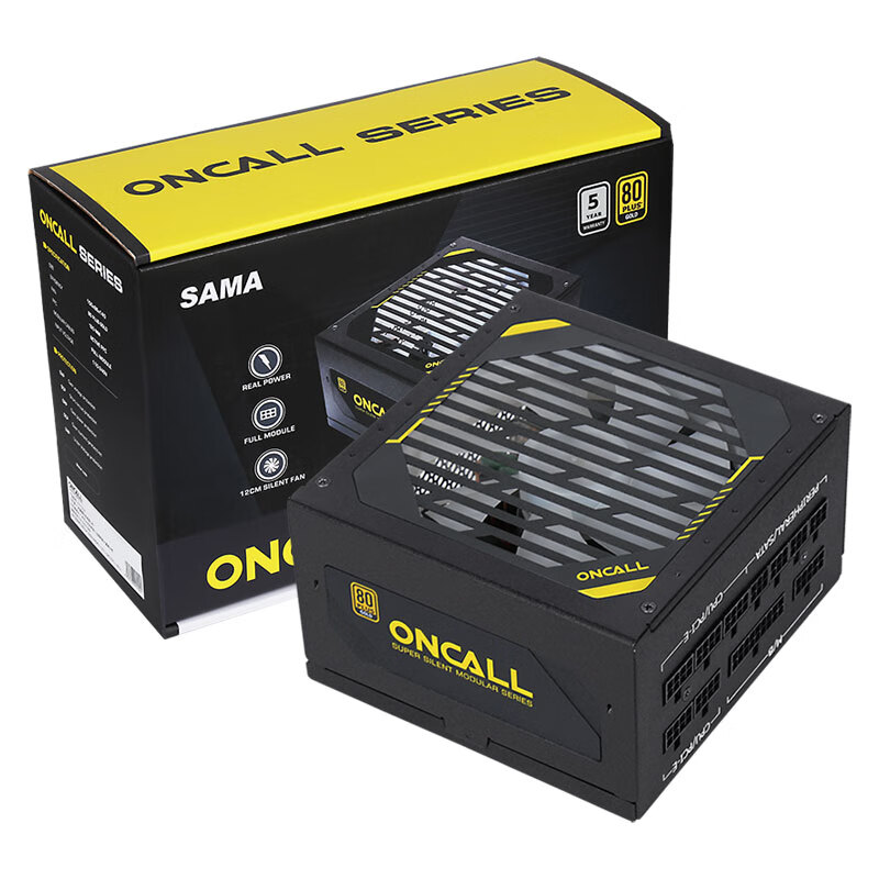 先马（SAMA）ONCALL 850W 台式电脑主机箱电源 全模组/80PLUS金牌/台系电容/宽幅/节能温控/额定功率850W