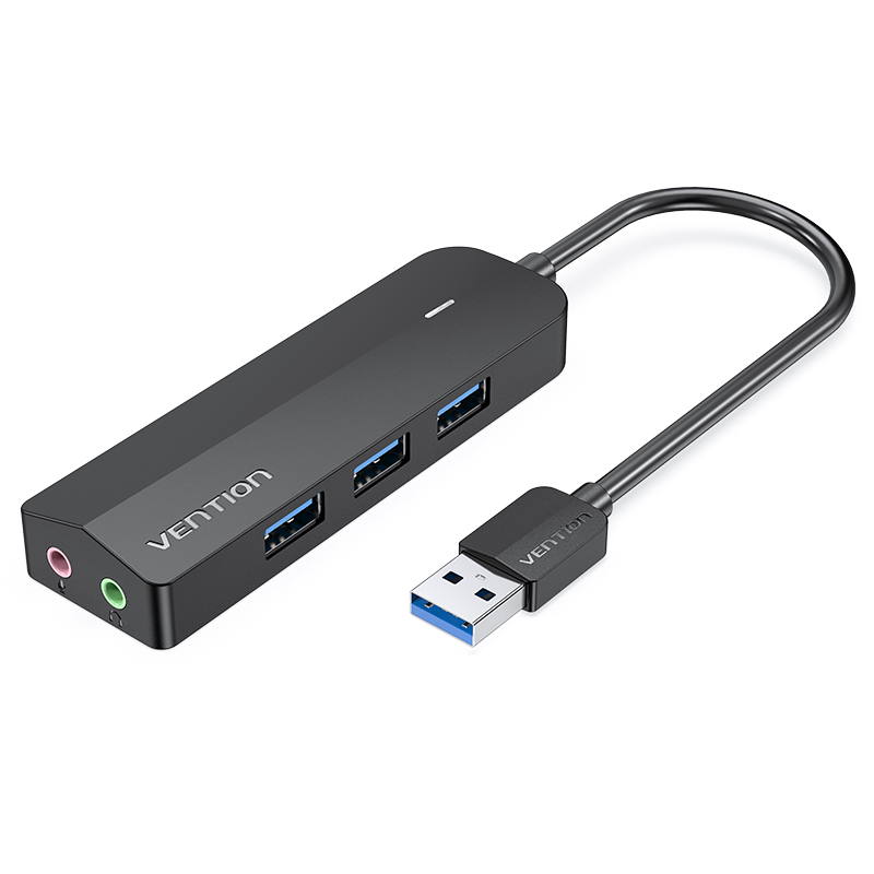 威迅（VENTION）USB3.0分线器HUB转换扩展多功能笔记本台式机耳机孔麦克风带独立声卡CHIBB