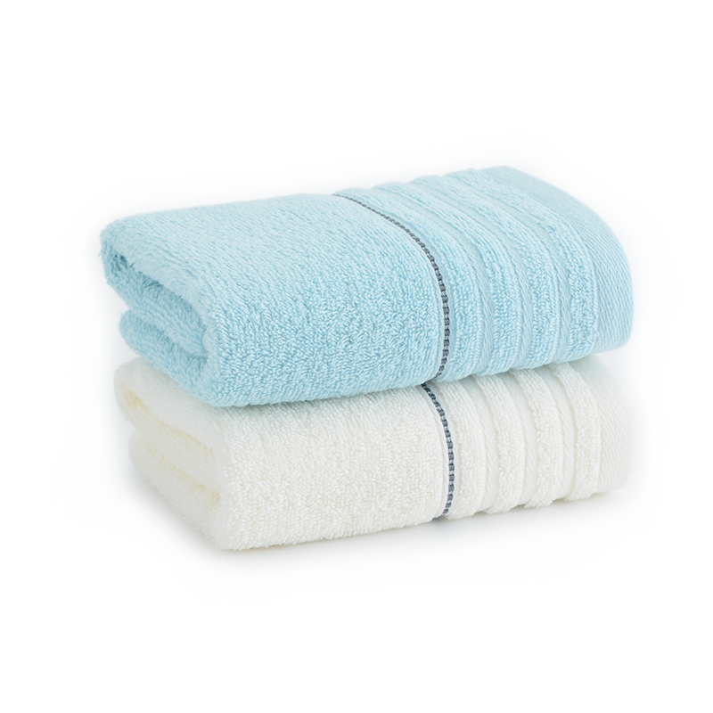 洁丽雅（Grace）新疆棉毛巾中巾2条装 家用柔软吸水洗脸面巾 70g/条 60*30cm 兰+米