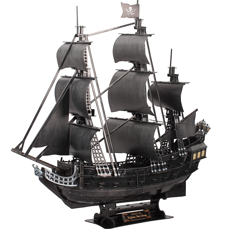 乐立方立体拼图3D黑珍珠号海盗船 模型拼装高难度成年成人减压 升级版·安妮女王复仇号