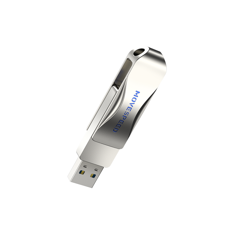 移速（MOVE SPEED）128GB USB3.0 U盘 灵速pro系列 银色 读速150MB/s 360度旋转 金属u盘 车载电脑通用优盘