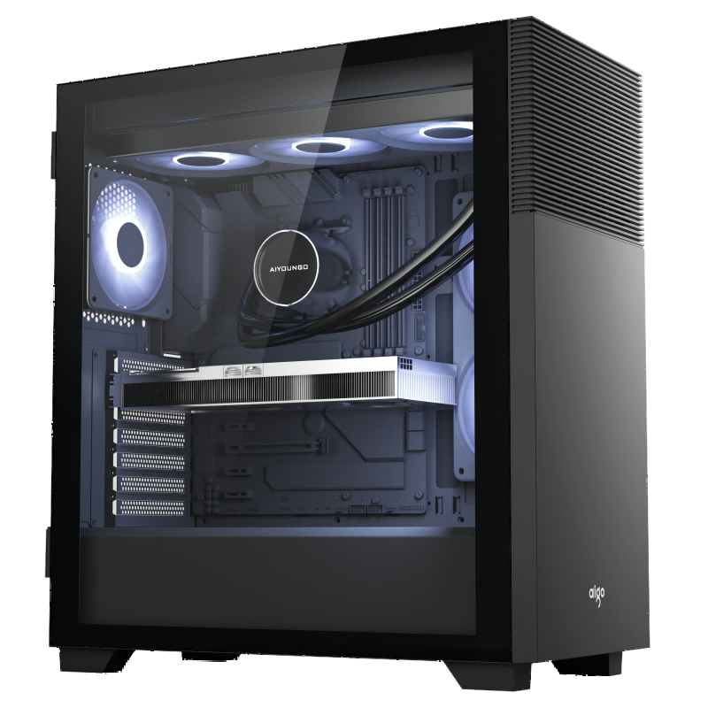 爱国者（aigo）F40黑色 玻璃侧透台式机电脑主机箱（E-ATX主板/双360水冷位/4硬盘位/9风扇位/40系显卡）
