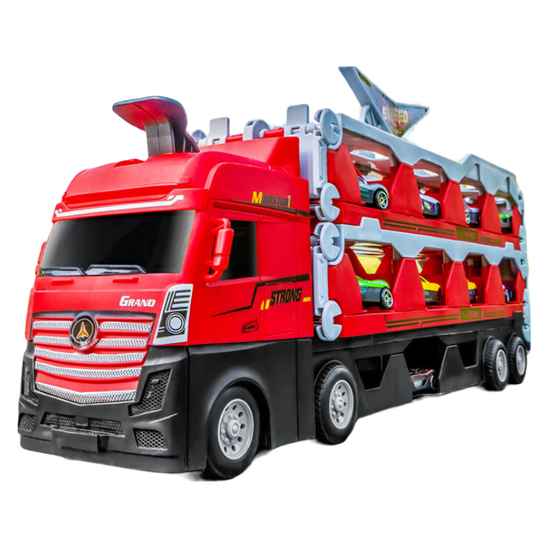 超大号变形轨道合金收纳工程车男孩生日礼物折叠惯性小汽车儿童玩具 双赛道折叠卡车+8合金车色随机P1920A-1 2米