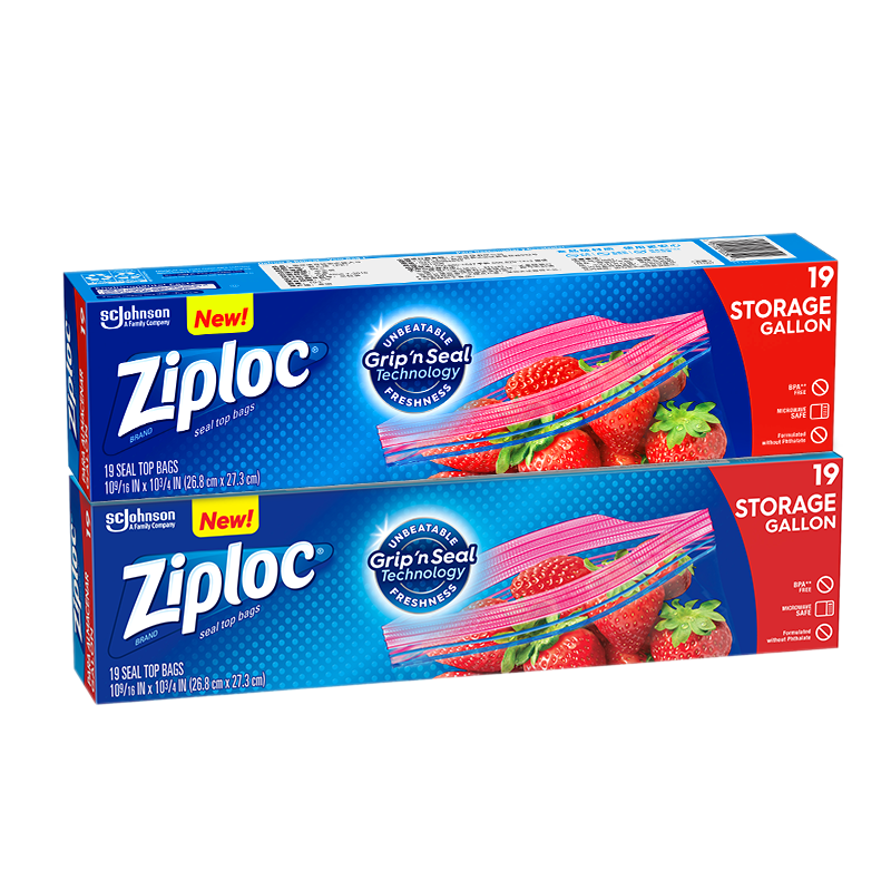 Ziploc 密保诺双链密实袋 大号38个 可重复使用 食品级收纳袋 微波炉冰箱厨房可用 泰国进口