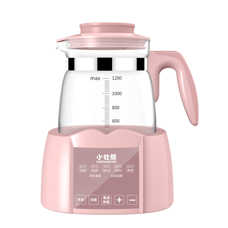 小壮熊 恒温水壶 婴儿调奶器 温奶暖奶器 多功能冲泡奶粉热水壶 粉1.2L
