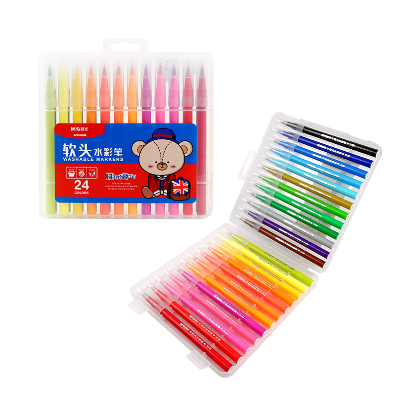 晨光(M&G)文具24色软头水彩笔 可水洗马克笔 儿童绘画涂鸦 美术课必备 小熊哈里系列ACPN0389圣诞礼物