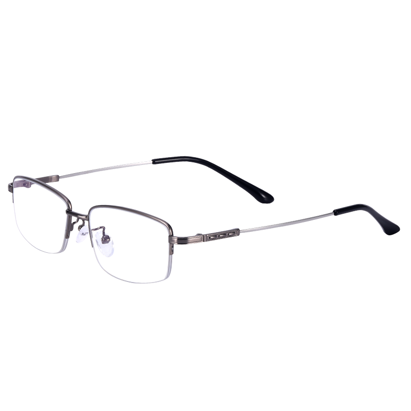 镜邦 近视眼镜超轻防滑黑色眼镜框钛架男方形金丝防蓝光眼镜 97343黑色 配万新1.67mr-7防蓝光镜片