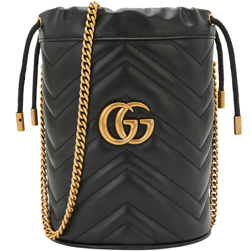 古驰（GUCCI）GG Marmont系列黑色迷你水桶包单肩斜挎包575163 DTDRT 1000