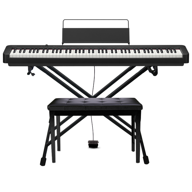 卡西欧（CASIO）电钢琴成人CDP-S100/EP-S120初学入门考级培训88键重锤智能便携 CDP-S100+X架+单踏板+双人琴凳