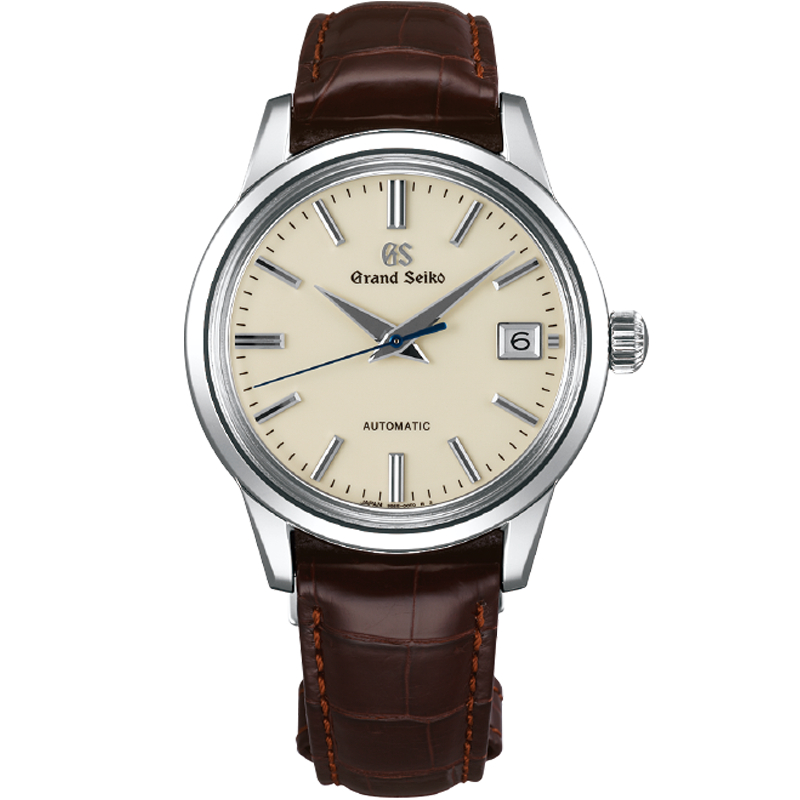 冠蓝狮（Grand Seiko）  【圣诞礼物】gs机械复古奶油面鳄鱼皮表带正装大三针男表 SBGR261G