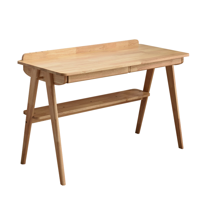 家逸实木书桌现代简约电脑桌家用学生写字台卧室书房办公学习桌子升级款1米原木色