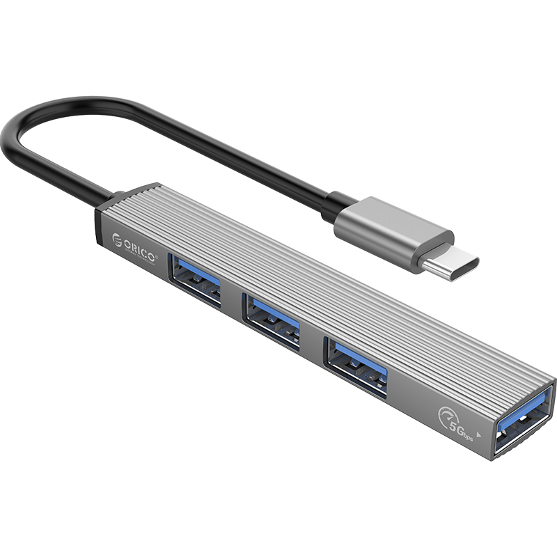 奥睿科（ORICO）Type-C扩展坞转USB3.0分线器4口HUB集线器拓展坞转换器 笔记本电脑铝合金转接头AH-13